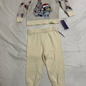 Nickelodeon Bluey Grey and Cream Kid Matching Set Size 6-9 Months New with Tags